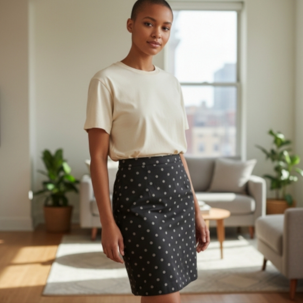 Loft Perites Black Polka Dot Skirt Size 12p